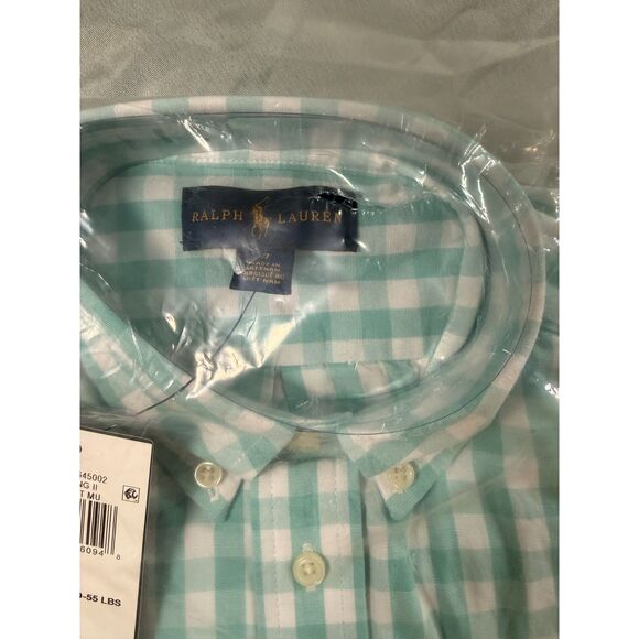 NWT Ralph Lauren Boys Gingham Button-Up Shirt - Light Mint Size 7 - Picture 3 of 5